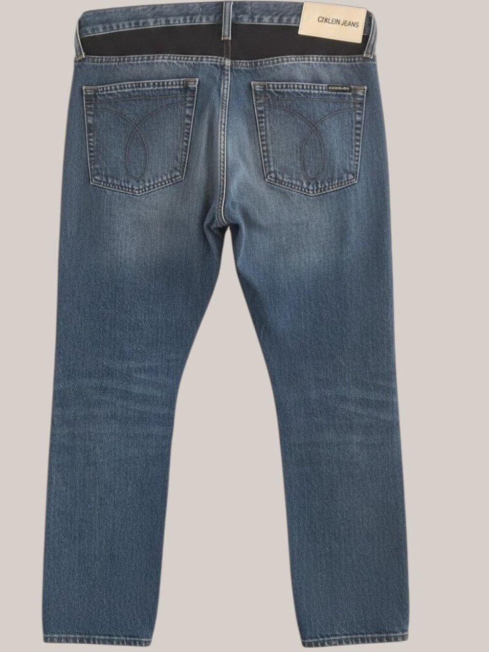 Calvin Klein Premium Italian Denim Jeans 34X32 Contrast Patch Detailing Modern F - Picture 2 of 10